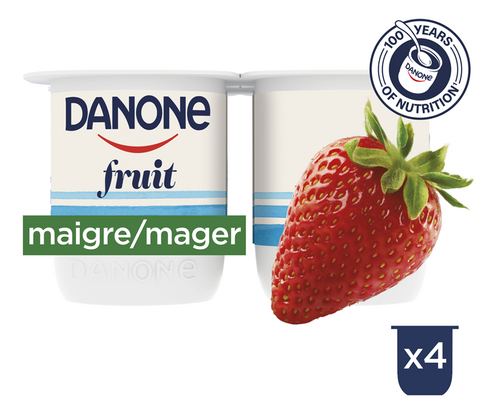 DANONE yoghurt mager aardbei 4x125g