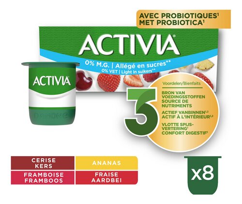 ACTIVIA yoghurt fruit 0%vg 8x125g