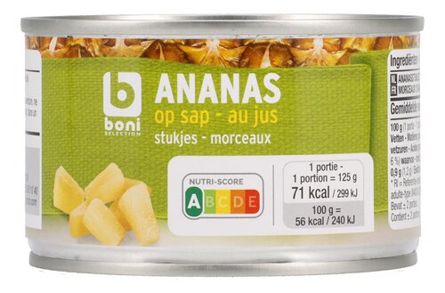 BONI ananas op sap stukjes blik 227g