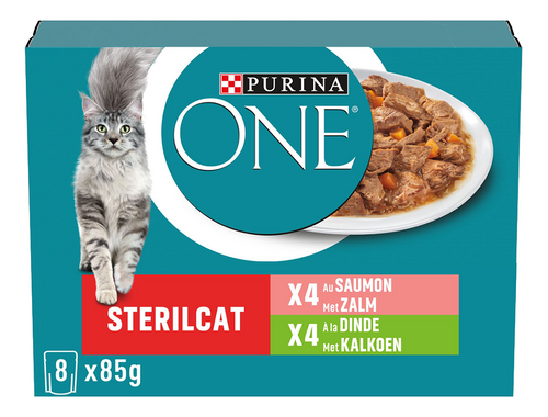 Purina ONE Natte voeding kat Steril | Kalkoen & Zalm 8x85g Zakje