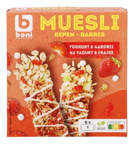 BONI mueslireep aardbei yoghurt 138g