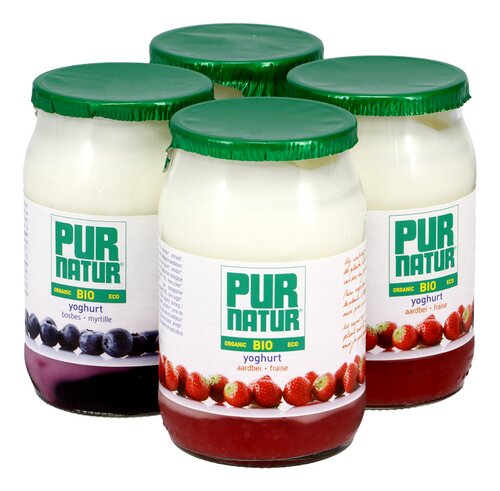 PUR NATUR Yog. Bosb. Aardb bio 4x150g