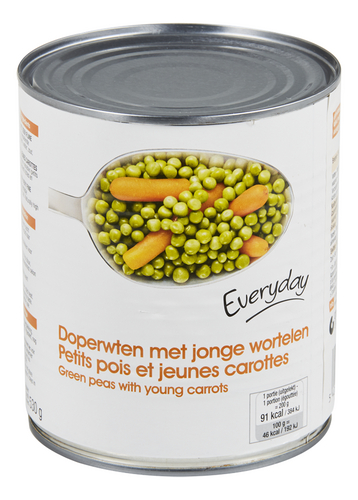 EVERYDAY doperwten wortelen fijn 800g
