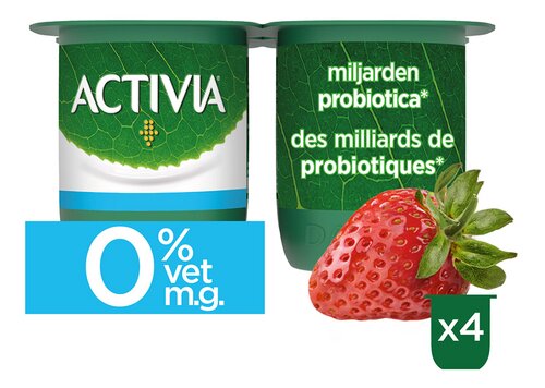 ACTIVIA yoghurt 0%vg aardbei 4x125g