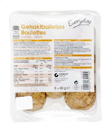 EVERYDAY gehaktballen 8x60g