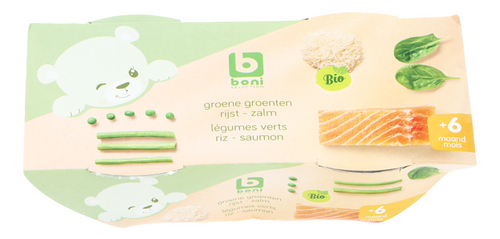 BONI g.groenten rijst zalm bio 6M 2x200g