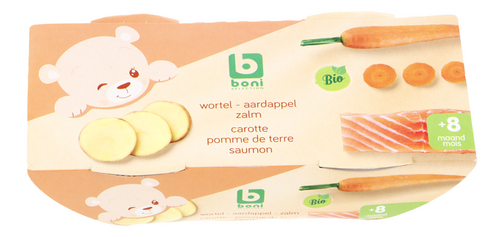 BONI Wortels aardappel zalm bio8M 2x200g