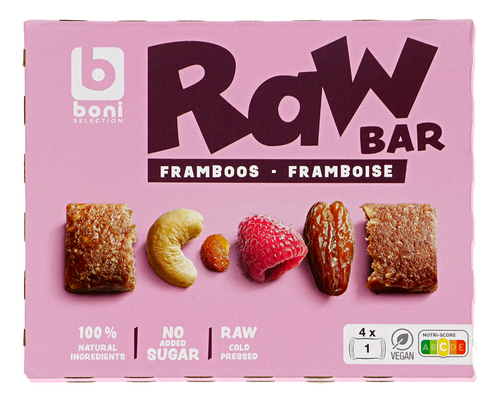 BONI Raw Bar framboos 4x35g