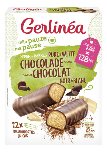 Gerlinea Ma Pause Barre Chocolat Chocolat Noir Blanc 12x31g Colruyt