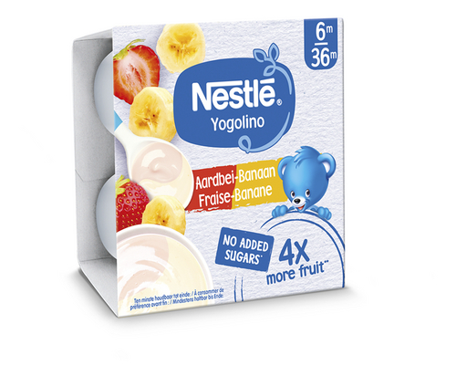 NESTLÉ Yogolino aardbei-bana.6-36m 4x90g