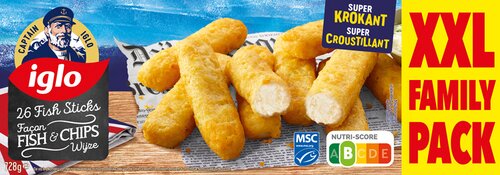 IGLO fishstick fish&chips wijze 26s 728g