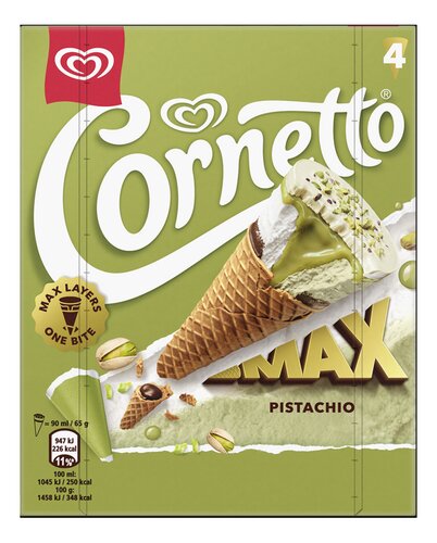 CORNETTO Ijs Max Pistachio 4x90ml