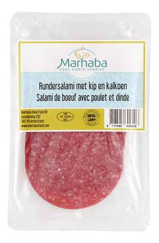 MARHABA Rundvlees salami en kalkoen 100g