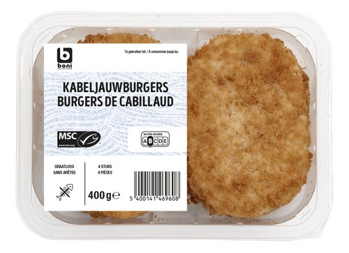 BONI kabeljauwburger graatl.MSC 4x100g