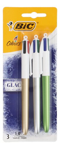 BIC stylo à bille 4-couleurs glacé 3pc