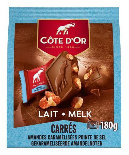 CÔTE D'OR carrés amandel-caramel 180g
