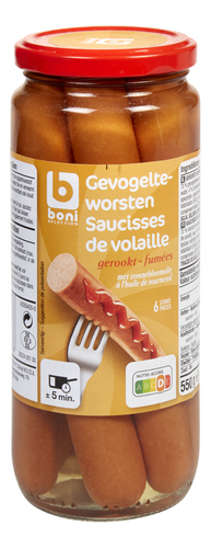 BONI gevogelteworsten 550g
