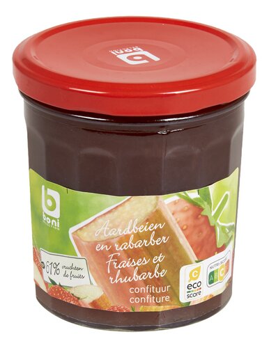 BONI confituur aardbei-rabarber 370g
