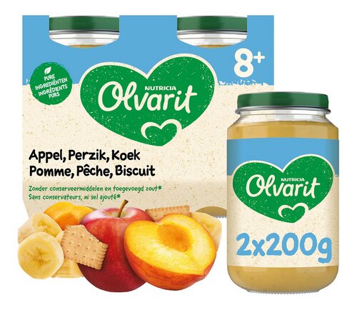 OLVARIT appel perzik koek 8m+ 2x200g