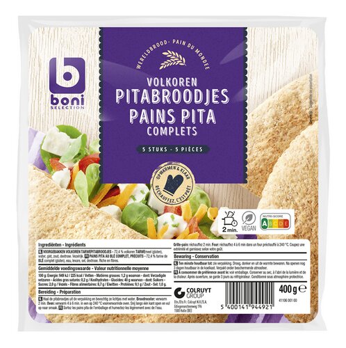 BONI pitta volkoren 5st 400g
