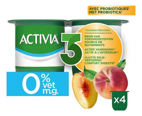 ACTIVIA yoghurt 0%vg perzik 4x125g