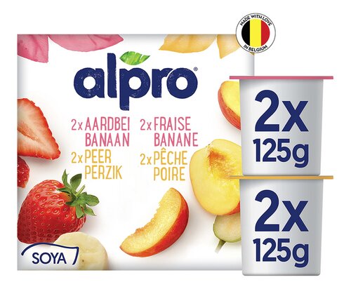 ALPRO aardbei-banaan/peer-perzik 4x125g