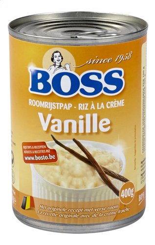 BOSS roomrijst vanille blik 400g