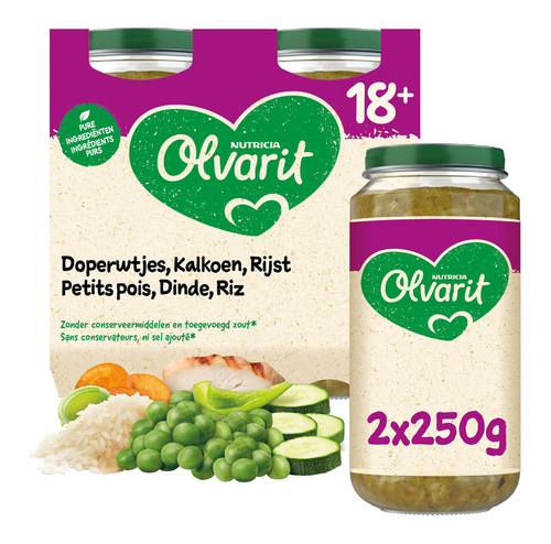 OLVARIT erwt-kalkoen-rijst 18m+ 2x250g