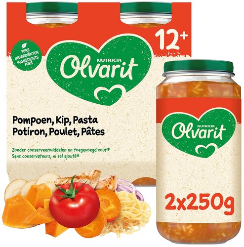 OLVARIT pomp-kip-pasta 12+ glas 2x250g