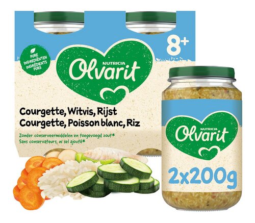 OLVARIT courgette vis rijst 8m+ 2x200g