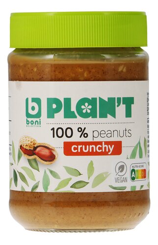 BONI PLAN'T Pindakaas 100% Crunchy 350g