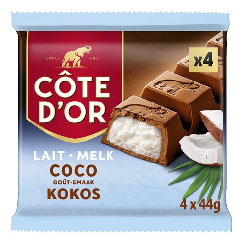 CÔTE D'OR melkchocolade kokosnoot 4x44g
