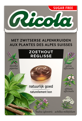 RICOLA pastille zoethout suikervrij 50g