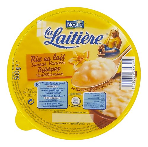 Nestle La Laitiere Riz Au Lait Vanille 500g Pot Colruyt