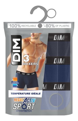 DIM Boxer Regul'Activ Blauw M 3st