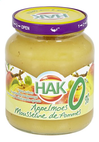 Hak Compote De Pommes Sans Sucre 350g Bocal Colruyt