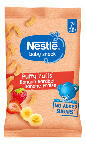 NESTLÉ Puffy Puffs Aardbei Banaan+7m 28g