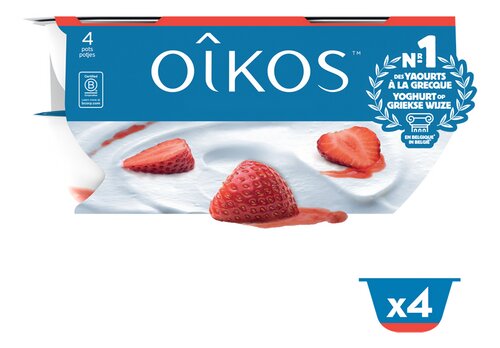 OIKOS volle yogh.aardbei 4x115g