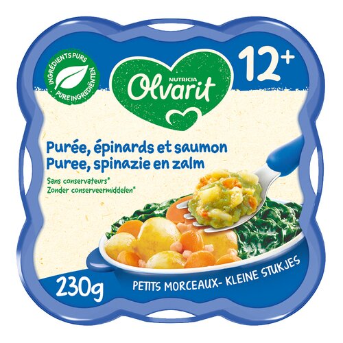 OLVARIT Puree, spin. zalm 12+ 230g
