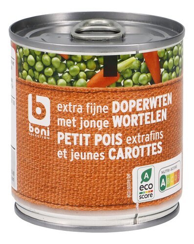 BONI erwten wortelen extr.fijn blik 200g