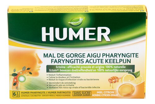 HUMER Faryngitis citroen-honing 20st