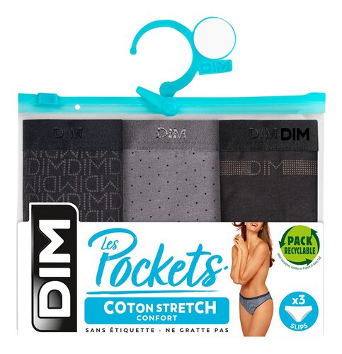 DIM Pocket slip zwart 40-42 3st