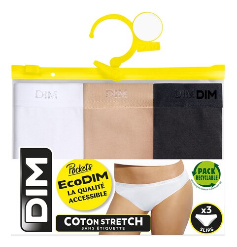 DIM Eco slip wit/peau/zwart 36/38 3st