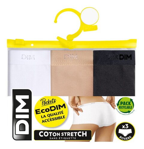 DIM eco boxer wit/peau/zwart 36/38 3st